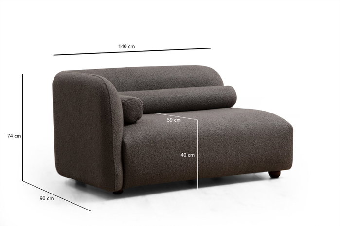 Atelier Del Sofa Sofá 3 Plazas Victoria Grey Bouclette Tela Poliéster Gris Patas Nogal 228x90x74 cm